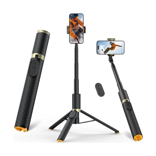 62″ Phone Tripod & Selfie Stick, Tripod for iPhone with Remote, All-in-1 Cell Phone Stand, Portable, Extendable Stand for Selfies Video Recording Vlog, Compatible with iPhone Android