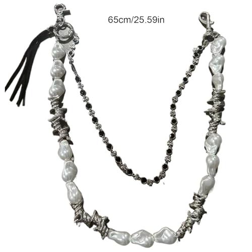 Men Fashion Metal Pearls Waist Chain Stylish Waist Belt for Trendy Styles and Unique Look at Parties and Festivals, 65cm, Metal, No Gemstone3
