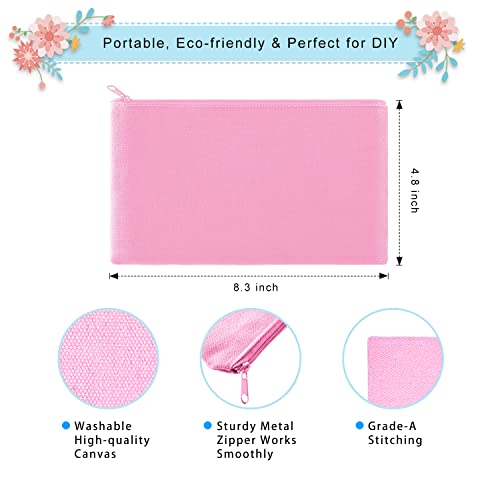 Juznu 789513400728 12 Pack Pink Canvas Makeup Bags Pencil Case thumb #2