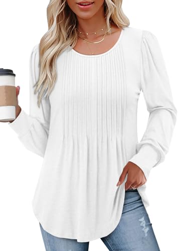 BETTE BOUTIK Long Sleeve Shirts for Women Fall Tops Dressy Blouses Crewneck Tunic Tops for Leggings S-3XL