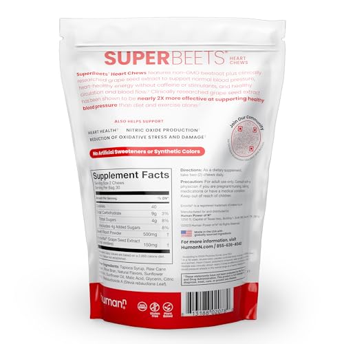 Humann 200319 Superbeets Heart Chews, Nitric Oxide And Blood Pressure Support thumb #4