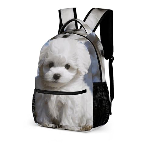 Bichon Frise Dog Backpack for Travel, Ultra Durable Small Bookbag Lightweight Daypack for Women Men4