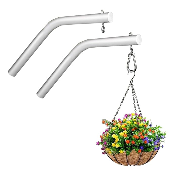 EAGLE TOP 2 Pack Flag Pole Holder Brackets Accessories,Heavy Duty Aluminum Hanging Plant Hook 1 inch Diameter Plant Hooks for Hanging Baskets,Plant Hangers Outdoor(Not Included FlagPole Holder)