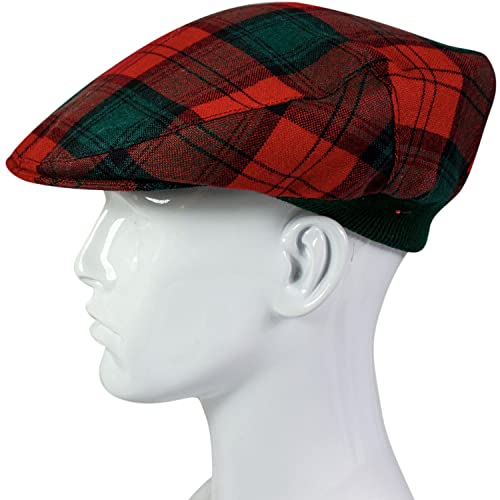Casquette plate taille unique à carreaux écossais ajustement extensible