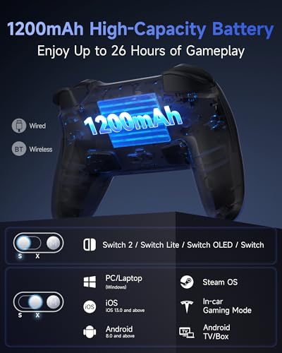 Image of EasySMX S10 Elite Wireless Controller for Switch 2 with One-Key Wake-Up, Hall Effect Anti-Drift Joysticks, Programmable Buttons, HD Rumble, Motion Control and NFC, Multi-platform Controllers