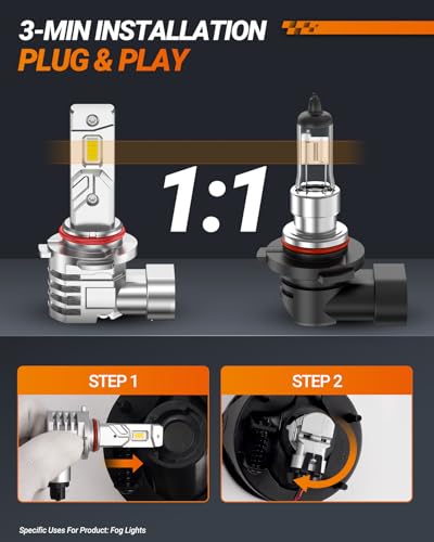Image of SEALIGHT H10 LED Fog Light Bulb, 20,000LM 1000% Super Brighter 6500K Cool White Light 9145 Fog Light Bulb, Long Lifespan H10 LED Bulb, Pack of 2