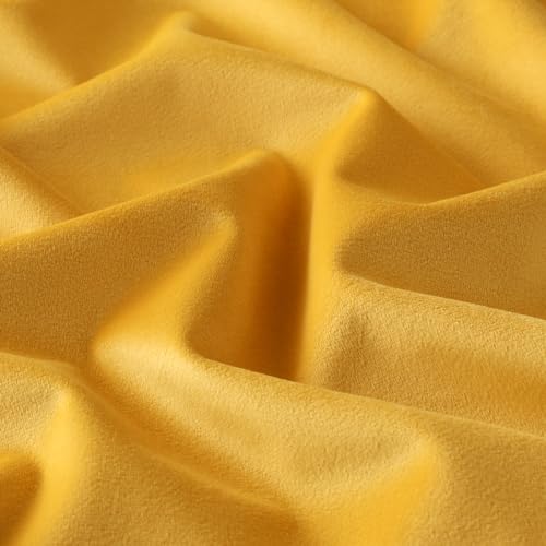 Image of Mixhug Decorative Throw Pillow Covers, Velvet Cushion Covers, Solid Throw Pillow Cases for Couch and Bed, Mustard Yellow, 16 x 16 Inches, Set of 2