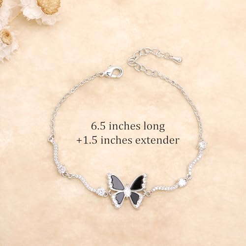 Dainty Bow Butterfly Rhinestone Link Bracelet for Women, Handmade Adjustable Bowknot Drop Cubic Zirconia Chain Bracelets Prom Jewelry Gift3