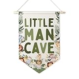 ArtisaEura Little Man Cave Wall Canvas Banners, Safari Nursery Decor, Woodland Animal Hanging Display Pennant Banner Flags, Animals Nursery Wall Decor for Kids Boys Room Bedroom Playroom