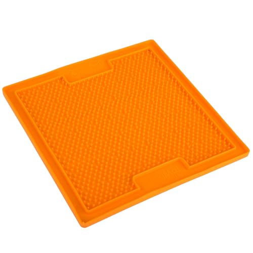 Image of Lickimat Classic Soother, Cat Slow Feeder for Feline Boredom and Anxiety Reduction; Perfect for Food, Treats, Yogurt, or Peanut Butter. Fun Alternative to a Slow Feed Cat Bowl or Dish, Orange