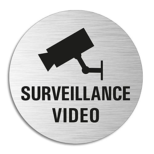 Plaque de Porte - Surveillance Video | Ø 75 mm Aluminium brossé Aspect Acier inox | No.39130-S Cover