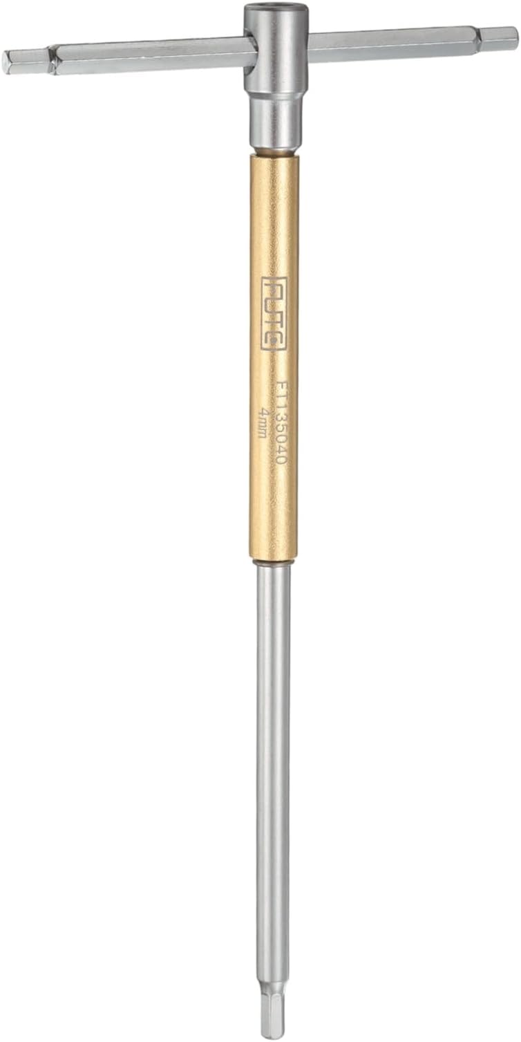 sourcing map Sliding T-Handle Hex Key Wrench 4mm CR-V Metric 3-Way Free Sliding Handle Sleeves for Home Repairs Mechanical Maintenance, Yellow Silver