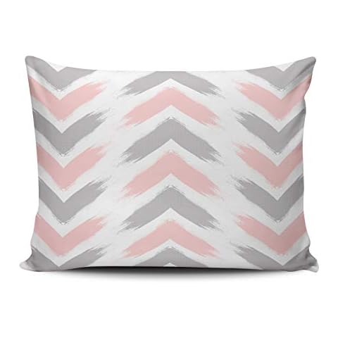 WEINIYA Bedroom Custom Decor Modern Pastel Pink Gray Arrow Brushstrokes Pattern White Throw Pillow Cover Cushion Case Fashion One Sided Printed Design Boudoir 12x16 Inches Cover