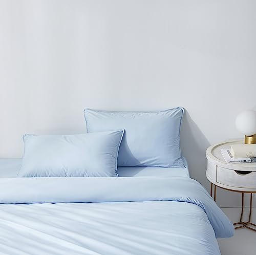Tumei 100% Cotton Pillow Shams King Size Set - 2Pcs King Bed Pillow Cover Pillowcase Protectors Breathable King Pillowcase Cotton Super Soft King Pillowcase Set,Blue King #TOP2
