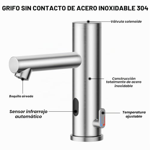 Grifo con sensor infrarrojo Achelous y control de temperatura de acero 4