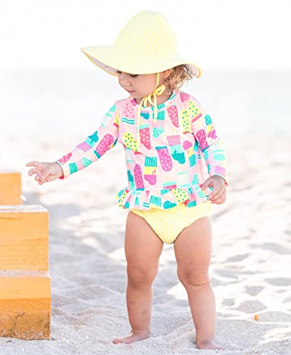 RuffleButts Baby/Toddler Girls Long Sleeve Ruffle Hem Rash Guard Bikini UPF50+ Sun Protected Swimsuit2