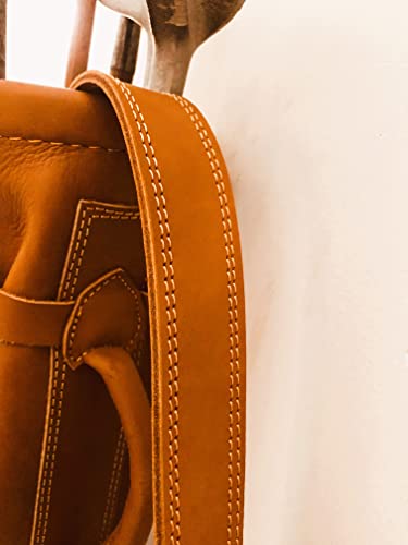 Geoffrey | Vintage Tan Leather Golf Club Carrying Bag With 2 Pockets | Retro - Bag Only #TOP6