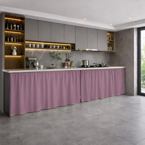 Image of LINENWALAS Under Sink Curtain for Kitchen - Pack of 2 | 132x71 cm Polyester Under-Sink Cover | Washable Storage-Hiding Curtain with Rod Pocket | Kitchen & Bathroom Cabinet Cover (Lilac)