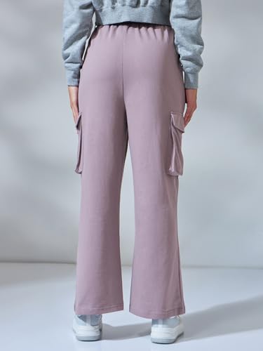 Image of Bewakoof Women's Cotton Regular Fit Track Pant|Track Pants for Woman | Lower for Women | Multipurpose | Activewear | Utility Pockets | Lightweight & Flexible Elastic Waist | Casual Joggers