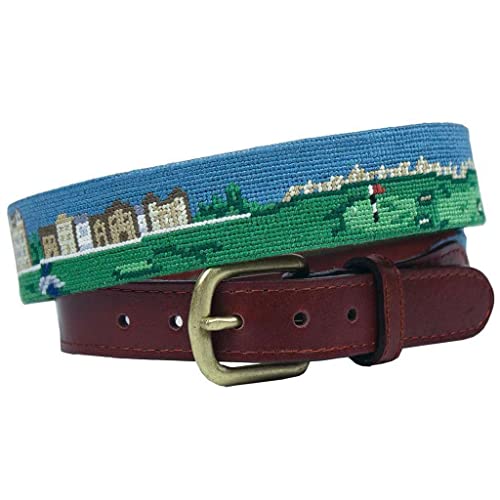 Old Course Scene Needlepoint Belt in Multi by Smathers & Branson