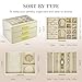 3 Layer Drawer Jewelry Box for Women, Glass Lid Jewelry Organizer for Necklaces Ring Earring Bracelets Watch ，Suitable for Indoor Fashion room Decoration and Travel Jewelry Case (Cloud White)