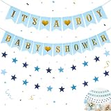 Set di striscioni decorativi per baby shower con scritta "It's A Boy & Baby