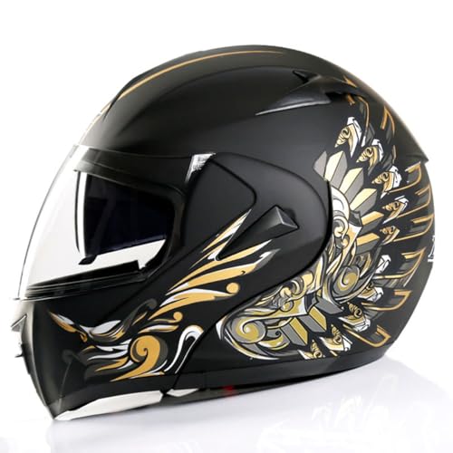 Cool Girl Motorcycle Full Face Retro Helmet, Modular Men Women Motocross Helmet, DOT Approved Adult Youth Dual Visors Flip Up Helmet, Racing Street Mountain Downhill Integrated Helmet-J1||Small