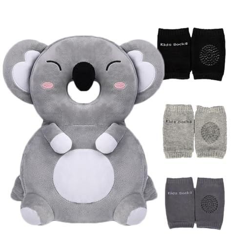 Image of Feidoog Baby Head Protector Cushion Backpack with 3 Knee Pads for Walking & Crawling,Koala