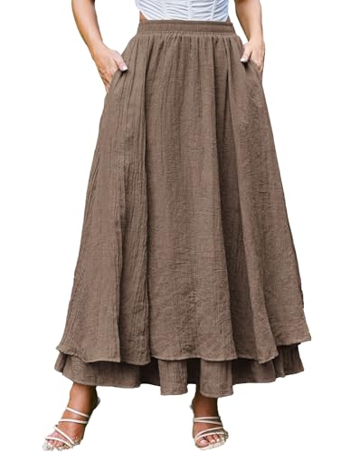 Scarlet Darkness Renaissance Skirt For Women Maxi Double Layered Boho Long Flowy Skirts Brown S cover