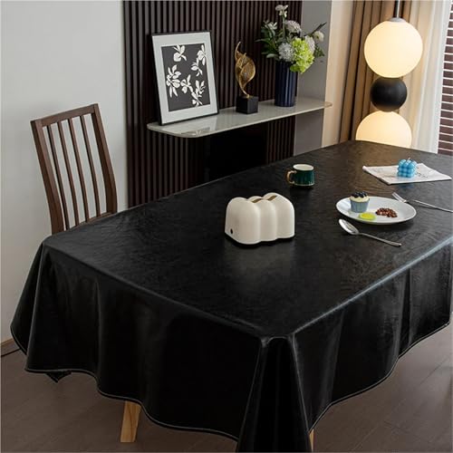 Nappe en cuir ciré d'exception noire rectangulaire 140x180 cm décoration de table douce