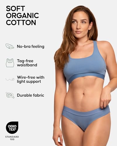 Image of DANISH ENDURANCE Bralettes for Women, Organic Cotton Underwear, Seamless Bra, Wireless Bras, Racer Back, 3 or 5 Pack