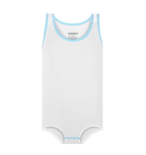 Landofgenie Mens Cotton Sleeveless Bodysuit Solid One-Piece Pajama Rompers for Men - White - 3X-Large