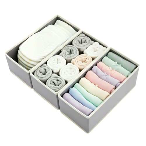 DOUUGGEE 3-Pack Breathable Mesh Drawer Organizer - Foldable Fabric Storage