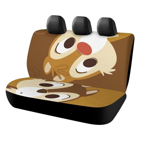 チップとデール カーシートカバー 車シートカバー 後部座席用 シート保護 おしゃれ カー用品 軽/普通車 汎用 後席クッションカバー 四季通用