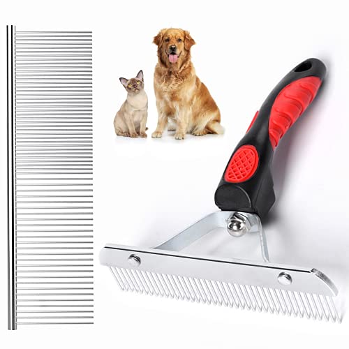 Grooming Rake Undercoat Brush for Dogs Long Hair, Long Tooth ...