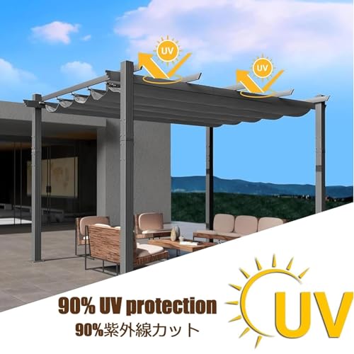 Voile d'ombrage rétractable extérieur auvent terrasse imperméable UV - 7