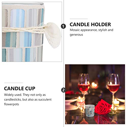Solustre Christmas Votive Candle Holder Mosaic Glass Nautical Tealight Candle Base Stand Candlestick Holder Xmas Table Decor For Wedding Farmhouse(As Shown) #TOP2