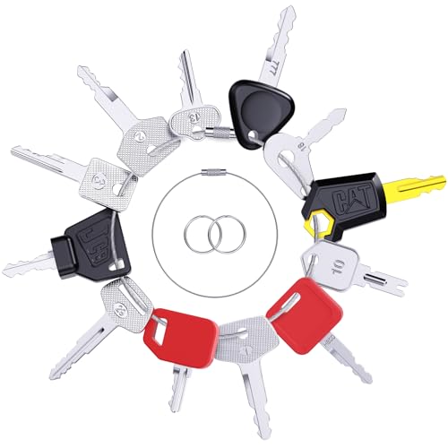 Image of 12 Heavy Equipment Keys Master Set, Construction Ignition Keys | For CAT Caterpillar 5P8500 JCB 14607 Takeuchi H806 Hitachi John Deere Hyster 166 Komatsu 787 Volvo