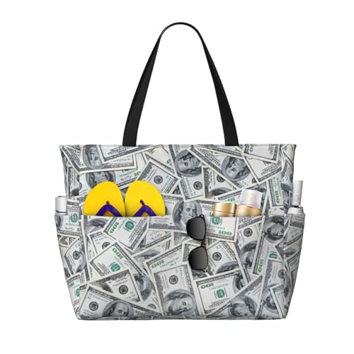 Grand sac de voyage polyvalent noir à motif dollar imprimé humour