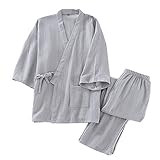 un-brand Kimono japonés para Hombre, Suelto, Informal, para el hogar, Pijamas, Ropa de Dormir, Talla M O64