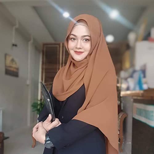 Image of Febfim 4 PCS Muslim Women Soft Premium Solid Chiffon Hijab Scarves Shawl Long Scarf Wrap Scarves with Gift Box