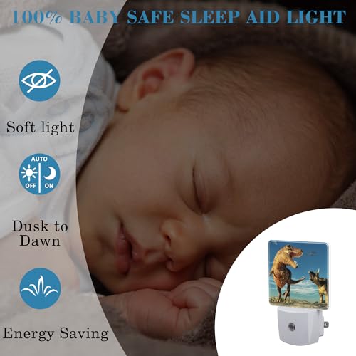 Image of 3D Dinosaur World Night Light for Kids, LED Night Light Plug into Wall with Dusk to Dawn Sensor for Girls Boys Women Men Room Decor, Hallway, Kitchen, Bathroom, Nursery, Stairs