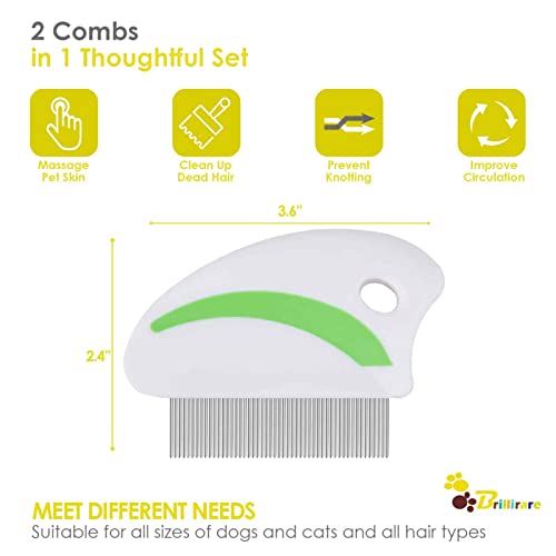 Brillirare 2 Pack Flea Lice Comb, Stainless Steel Dog Cat Grooming Combs With Rounded Teeth thumb #1