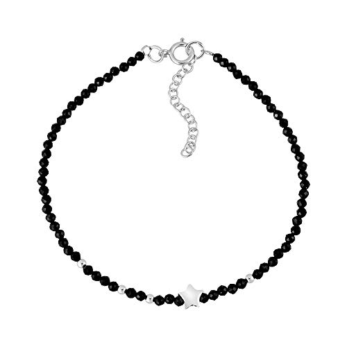 Bracelet argent 925 anti-ternissement cristal noir agate hypoallergénique