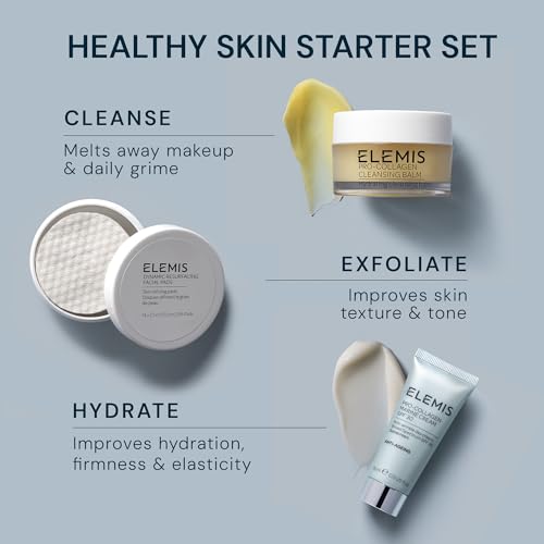 Image of ELEMIS Healthy Skin Exclusive Travel Set | Pro-Collagen Cleansing Balm Mini, Marine Cream SPF 30 Mini & Dynamic Resurfacing Pads | Anti-Aging Hydrating Skincare Travel Kit