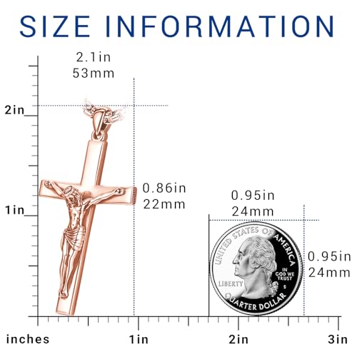 Image of Eusense Cross Necklace for Women Men Crucifix Pendant Sterling Silver 925 Cruz De Caravaca Cross Jesus Crucifix Jewelry