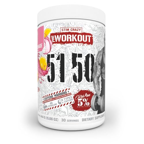 Image of 5% Nutrition Rich Piana 5150 High Stim Pre-Workout Powder | Extreme Energy, Focus, Pumps & Endurance | 400 mg Caffeine, Citrulline, Beta Alanine, N-Acetyl L-Tyrosine | 30 Srvgs (Pink Lemonade)