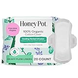 The Honey Pot Company - Herbal Panty Liners for Women - Heavy Flow w/Wings - Infused w/Essential Oils for Cooling Effect & Organic Cotton Cover - Feminine Care - 20 ct