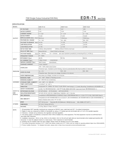 EDR-75-48 alimentation à découpage Simple Sortie 75 W 48 V - 3