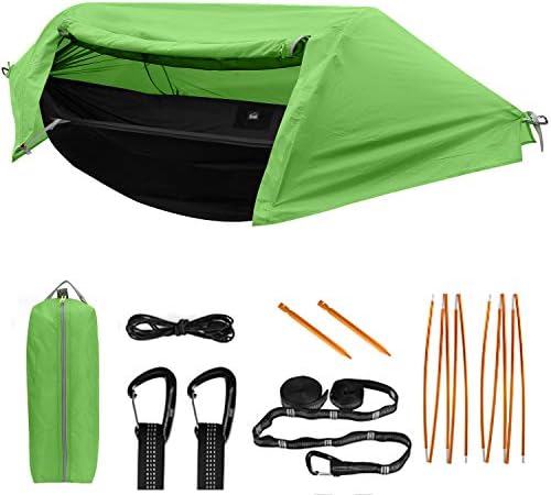 TianYaOutDoor Camping Hammock with Mosquito Net and Rainfly Lightweight Portable Sleeping Hammock Tent Backpacker Travel Outdoor Gear (Green)